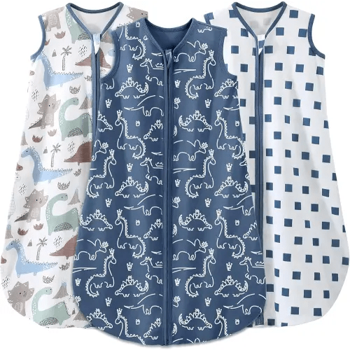 Yoofoss Baby Sleep Sack 0-6 Months Wearable Blanket 100% Cotton 2-Way Zipper TOG 0.5 Toddler Sleeping Sack 3 Pack, Comfy Soft Lightweight (Small)