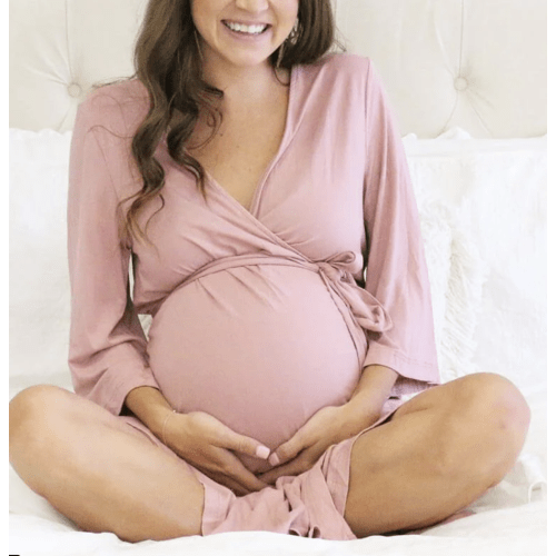 Solid Mauve Bamboo Knit Maternity Robe