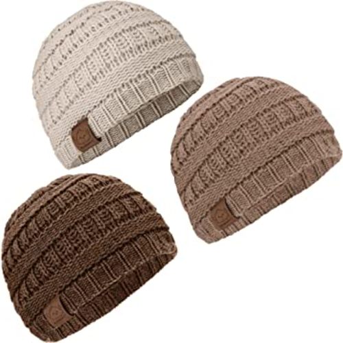 3-Pack Baby Beanies, Baby Hats - Newborn Hats, Baby Boy Hats, Baby Girl Hats, Newborn Beanie, Baby Winter Hat, Baby Hat, Baby Boy Beanie, Baby Girl Beanie,Infant Beanie,Toddler Beanie(Pecan, M)
