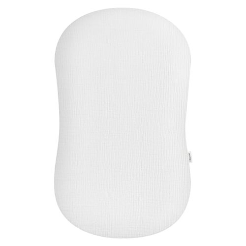 Muslin Baby Lounger Cover, Newborn Lounger Cover, Soft Cotton Breathable Lounger Pillow for Boys Girls Infant, Cover Only (White)