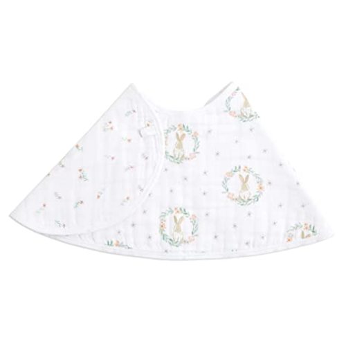 aden + anais Essentials Burpy Bib, 100% Cotton Muslin, Soft Absorbent 4 Layers, Multi-Use Burp Cloth and Bib, 22.5" X 11", Single, Blushing Bunnies