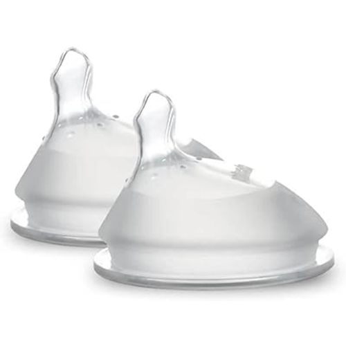 haakaa Gen.3 Silicone Orthodontic Bottle Nipple - Teat Attachment Compatible with Baby Bottles (Glass/Silicone) - Slow Flow - 2 pcs