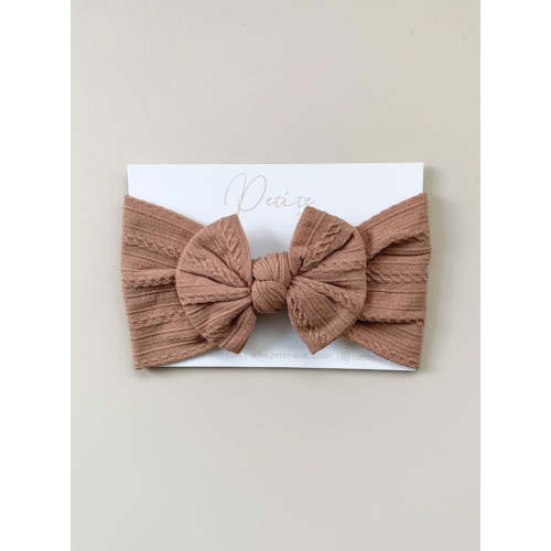 KNOT BOW CABLE KNIT HEADBAND - DUSTY ROSE