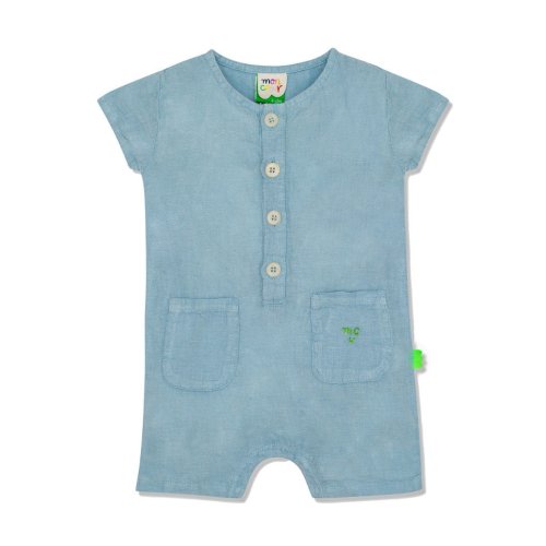MC Baby Blue Linen Romper - Slate Blue – Manymoons