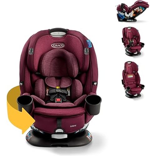 Graco Turn2Me 3-in-1 Rotating Convertible Car Seat, London, Rear-Facing Rotation, Forward-Facing Mode, Highback Booster Up to 100 lbs, Adjustable Headrest & Harness, Steel Reinforced Frame