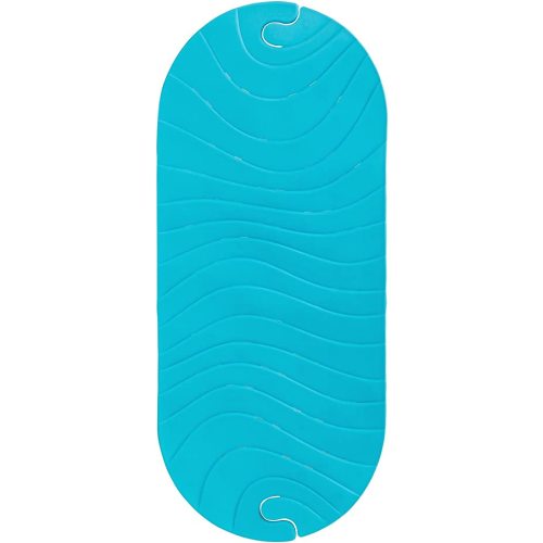 Boon B11192 RIPPLE Textured Non Slip Baby Bath Tub Mat with Hanging Hook and Drain Holes, Blue