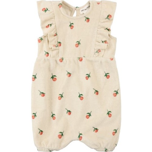 Orange Print Terry Ruffle Romper, 9M