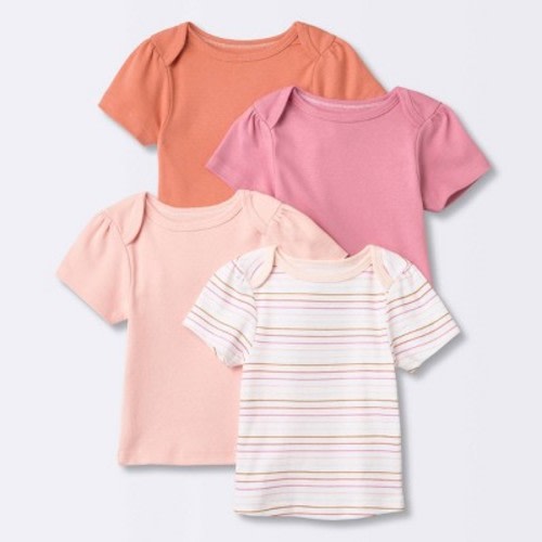 Baby 4pk Short Sleeve T-Shirt - Cloud Island™ Pink, Size: 3-6M
