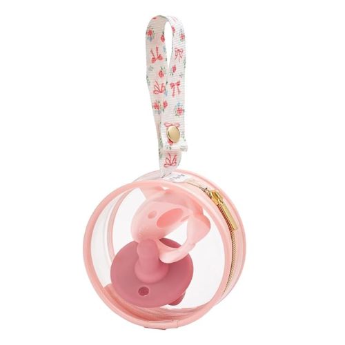 Itzy Ritzy Clear Pacifier Case with Clip Strap – Holds 2 Pacifiers – Portable Baby Pacifier Holder for Diaper Bag, Stroller & Travel Bag (Bow)