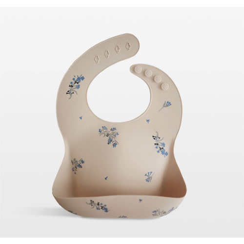 Mushie Lilac Flowers Silicone Baby Bib