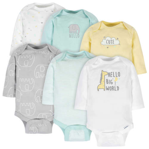 6-Pack Baby Neutral Animals Long Sleeve Onesies® Bodysuits – Gerber Childrenswear