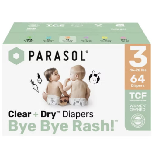 Parasol Clear+dry Natural Disposable Diapers - Size 3 - 64ct