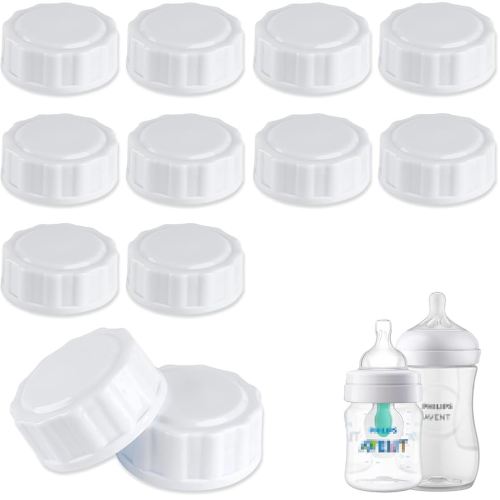(12-PCs) Travel Bottle Caps Compatible with Avent Bottles, Bottle Lids Replacement White