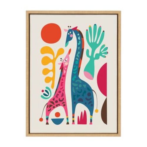 18" x 24" Sylvie Giraffe Love Framed Canvas Wall Art by Rachel Lee - Kate and Laurel: Nursery Decor, Animal Screen Print