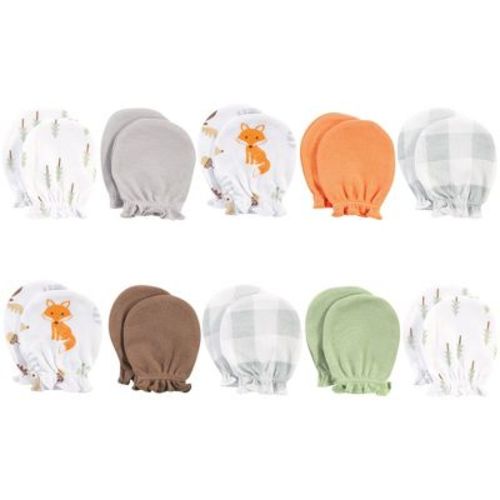 Hudson Baby Infant Boys Cotton Scratch Mittens, Woodlands, 0-6 Months