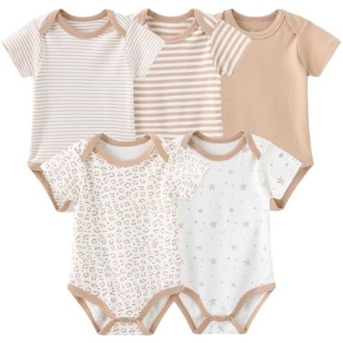 Fashion Unisex baby Boy Girl Bodysuits 5-Pack Casual Cotton Soft Infants Outfit New born Clothes