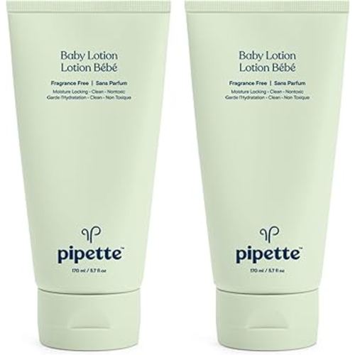 Pipette New & Improved Formula Baby Lotion, Hydration, Natural Moisture of Baby's Delicate Skin, Renewable Plant-Derived Squalane, Fragrance-Free Lotion, 5.7 fl. oz (Pack of 2)