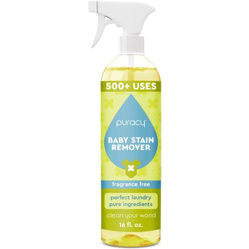 Puracy Stain Remover for Baby Clothes and Cloth Diapers, Newborn Baby Essentials Must Haves, Enzyme-Based Laundry Spray, Natural Spot and Odor Cleaner, 16 Oz