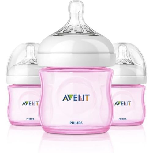 Philips AVENT Natural Bottle Set 3 Pack - 4oz (Girl)