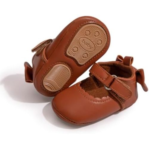 Baby Girls Soft Princess Dress Flats Shoes Infant Wedding Mary Jane Anti-Slip First Walker Newborn Shoe Baptism Christening Texture Sole Sneaker Shoes