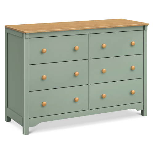 DaVinci Shea 6-Drawer Dresser in Light Sage and Honey
