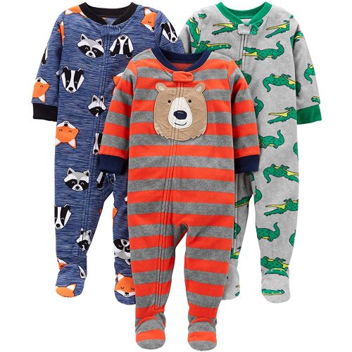 Simple Joys by Carter's Toddlers and Baby Boys' Loose-Fit Flame Resistant Fleece Footed Pajamas, Pack of 3