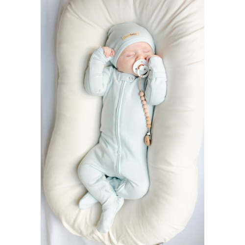 Organic 2-Way Zipper Footie in Moonbeam – L'ovedbaby