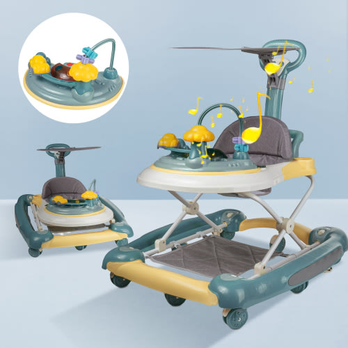 EONROACOO 5-in-1 Baby Walker, Music and Lights Infant Walker for Boys Girls, Walker with Toys, Green