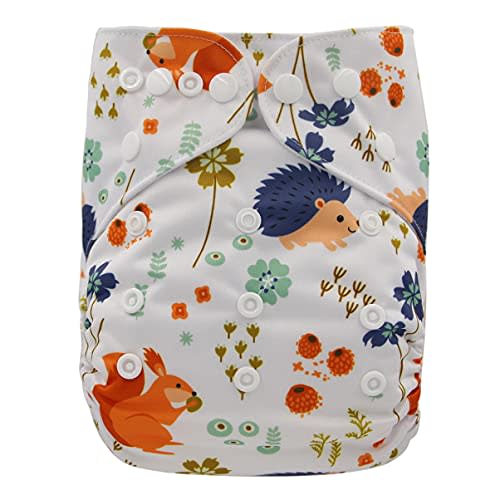 Sigzagor Baby Pocket Diaper Nappy Reusable Washable 8lbs to 36lbs (Floral Hedgehogs)