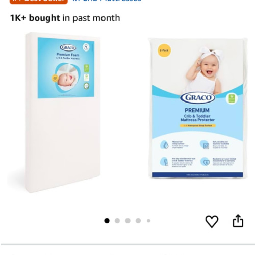 Graco Premium Crib Mattress & Protector Value Bundle (2-Pack) – Includes GREENGUARD Gold Certified Crib & Toddler Mattress, GREENGUARD Gold Certified Waterproof Protector