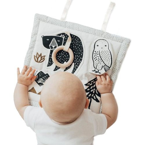 Woodland Organic Activity Pad with Sensory Toys, High Contrast Newborn Essentials for Babies 0-12 Months, Visual and Motor Skill Development Toy