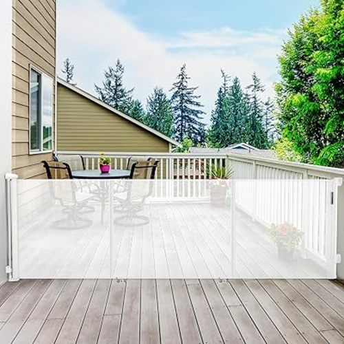 138 Inch Reinforced Retractable Baby Gates Extra Wide, Uamector Mesh Baby Gate or Dog Gate,Toddler Pet Retractable Gate Adjustable Length for Large Openings Stairs Doorways Hallway Indoor Outdoor