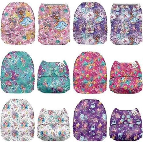 Mama Koala 1.0 Cloth Diapers for Babies, 6 Pack Pocket Shell Only (NO Inserts) - One Size Washable and Reusable Pocket Diapers for Newborns and Toddlers - 160070