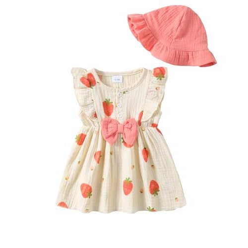 sweetabby Toddler Baby Girl Dresses Summer Clothes Boho Short Sleeve Dress Ruffle Infant Sundress Cute Girls Outfit