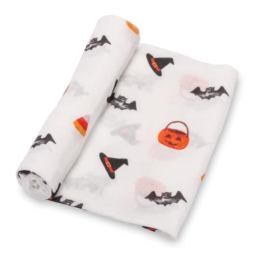 LollyBanks Swaddle Blanket, 100% Cotton Baby Blanket, Soft Muslin Swaddle Blankets 47 x 47 Inches, Nursery Swaddling Blankets for Boys and Girls, Baby Essentials, Registry (Halloween Print)