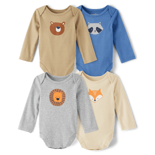 Unisex Baby Animal Bodysuit 4-Pack - Multi clr