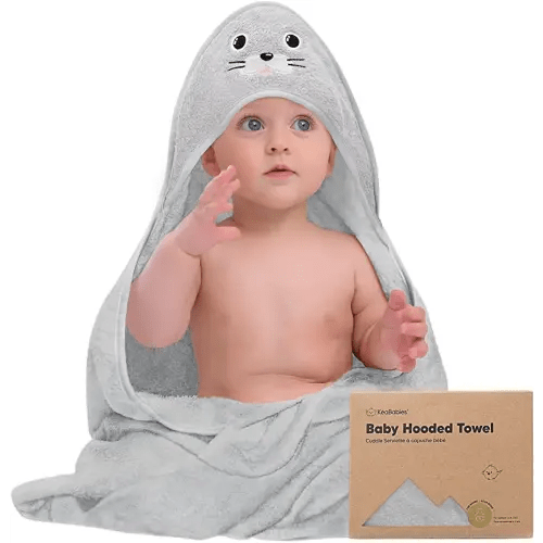 KeaBabies Baby Hooded Towel - Bamboo Baby Towel Organic Bamboo Towel - Infant Towels - Large Bamboo Hooded Towel - Baby Bath Towel with Hood for Girls, Babies, Newborn Boys, Toddler (Seal)