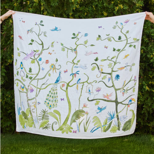 Tropical Chinoiserie Shawl Blanket | Over The Moon