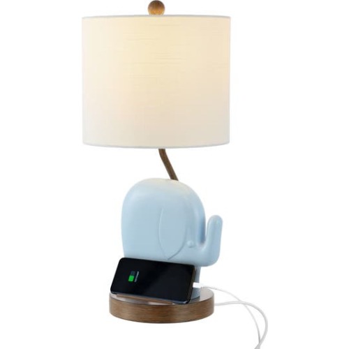 Ellie 20.25" Bohemian Designer Iron/Resin Elephant LED Kids' Table Lamp with Phone Stand and USB Charging Port