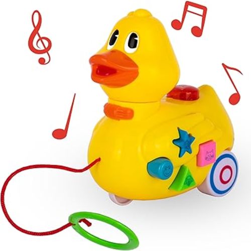 ArtCreativity Musical Duck Toy for Toddlers - Light-Up Baby Duck Toys with Sounds & Music - Pull Along Duck Toy for Kids, Babies & Toddlers - Fun Gift for Boys & Girls