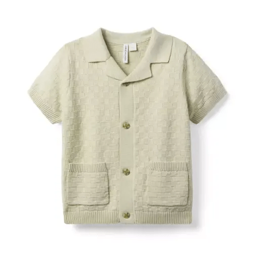 Boy Bone Textured Knit Collared Sweater by Janie and Jack