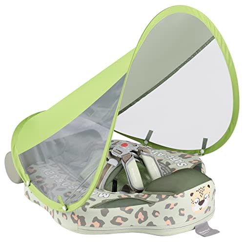 GENTEACO Mambobaby Baby Swim Float with Canopy Non-Inflatable Infant Pool Float with Tail 3-24 Months Avoid Flip Solid Skin-Friendly Material for Toddler Boys Girls