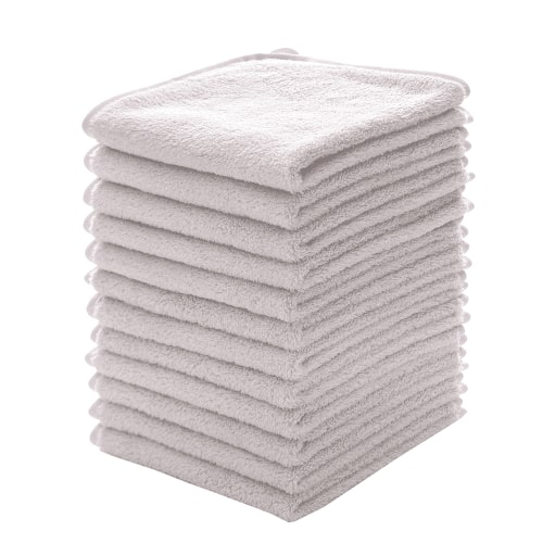 Baby Washcloths Set - 12 Pack 12x12 Inches Microfiber Coral Fleece Face Towel for Newborns, Infant, Toddlers or Kids. Ultra Soft and Absorbent wash Cloth for Baby
