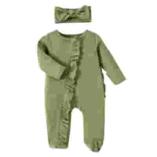 0-3 Months Baby Girl Clothes 3-6 Month Girl Clothes Baby Girl Fall Winter Outfits Clothes Knit Jumpsuit Ruffle Romper Coming Home Outfit for Baby Girl Green