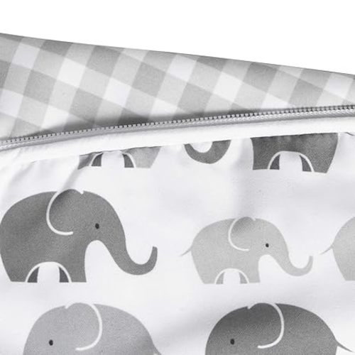 Boppy Nursing Pillow Original Support, Gray Elephants Plaid, Ergonomic Nursing Essentials for Bottle and Breastfeeding, Firm Fiber Fill, with Removable Nursing Pillow Cover, Machine Washable