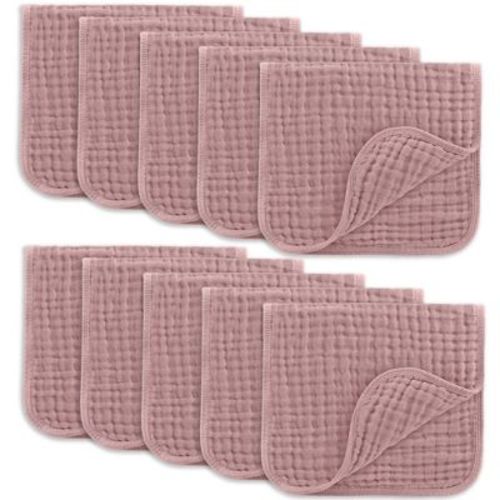 Muslin Burp Cloths Large 100% Cotton by Comfy Cubs (Blush, Pack of 6)