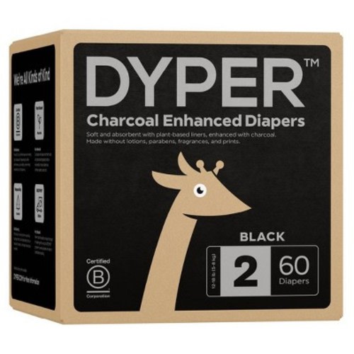 DYPER Charcoal Enhanced Diapers, Size: Size 2