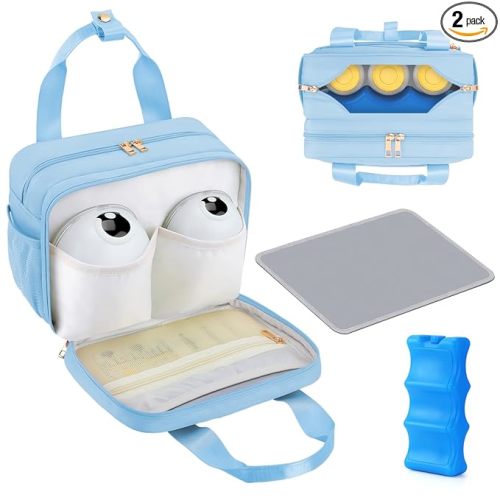 Breastmilk Cooler Travel Bag with Ice Pack: Fits Wearable Pumps and Breastmilk Storage