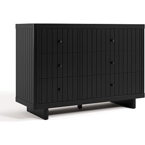 Storkcraft Kyoto 6 Drawer Dresser (Black) - GREENGUARD Gold Certified, Sturdy Wood Dresser for Nursery & Kids' Bedroom, Safety Interlocking Drawer System, and Easy Assembly with Pre-Installed Tracks