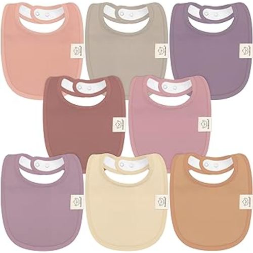 8-Pack Organic Baby Bibs for Girls & Boys - Teething Baby Bib, Baby Boy Bibs, Baby Girl Bibs, Newborn Bibs, Baby Drool Bibs for Infant, Toddler, Bibs for Baby Boy, Bibs for Baby Girl (Mauve)